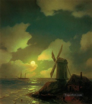Ivan Aivazovsky windmill on the sea coast Seascape Oil Paintings